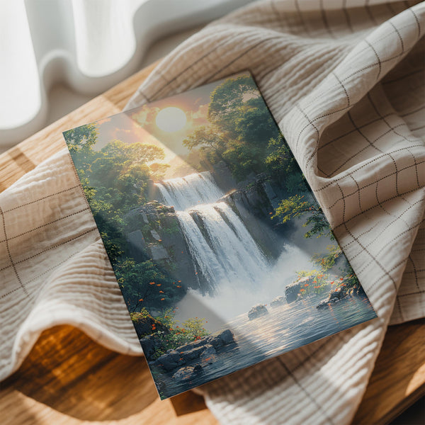 Serene Waterfall at Sunset