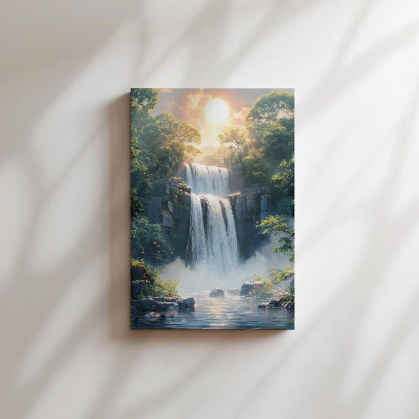 Serene Waterfall at Sunset