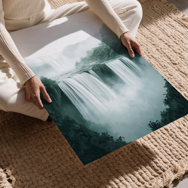 Misty Waterfall in Forest