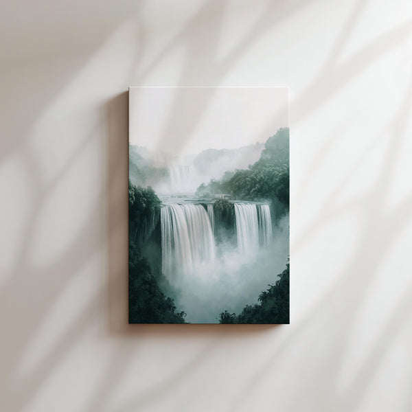 Misty Waterfall in Forest