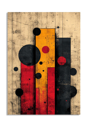 Abstract art piece with geometric shapes on a textured surface, as a premium aluminum metal print from GoMetalPrint.
