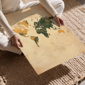 World Map Earth Tones