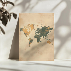 World Map Earth Tones