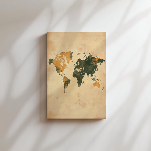 World Map Earth Tones