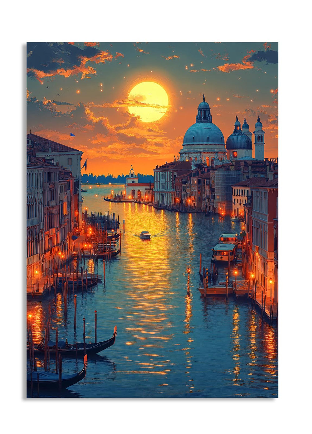 Venice sunset with Grand Canal and Basilica di Santa Maria della Salute, as a premium aluminum metal print from GoMetalPrint.

