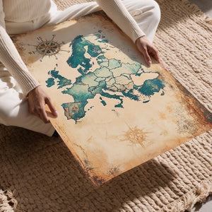 Vintage Blue Europe Map