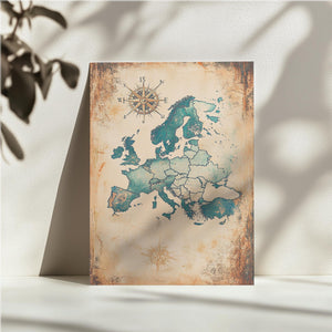 Vintage Blue Europe Map