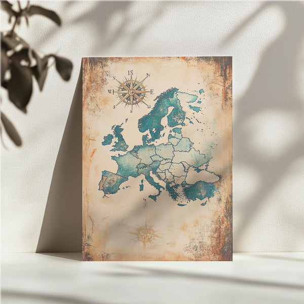 Vintage Blue Europe Map