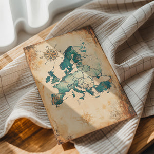 Vintage Blue Europe Map