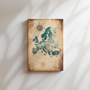 Vintage Blue Europe Map