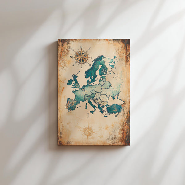 Vintage Blue Europe Map