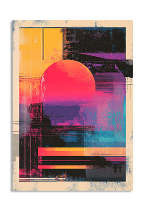 Abstract art print with a colorful sunset design on a white background, as a premium aluminum metal print from GoMetalPrint.
