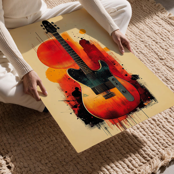 Sunset Guitar Painting
