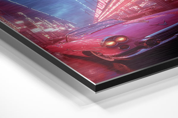 Neon Pink Vintage Car