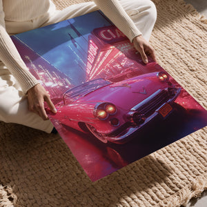 Neon Pink Vintage Car