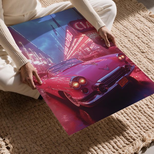 Neon Pink Vintage Car