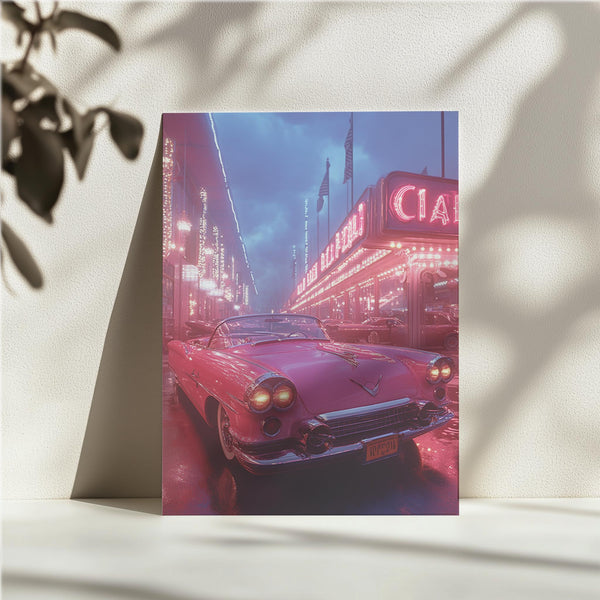 Neon Pink Vintage Car