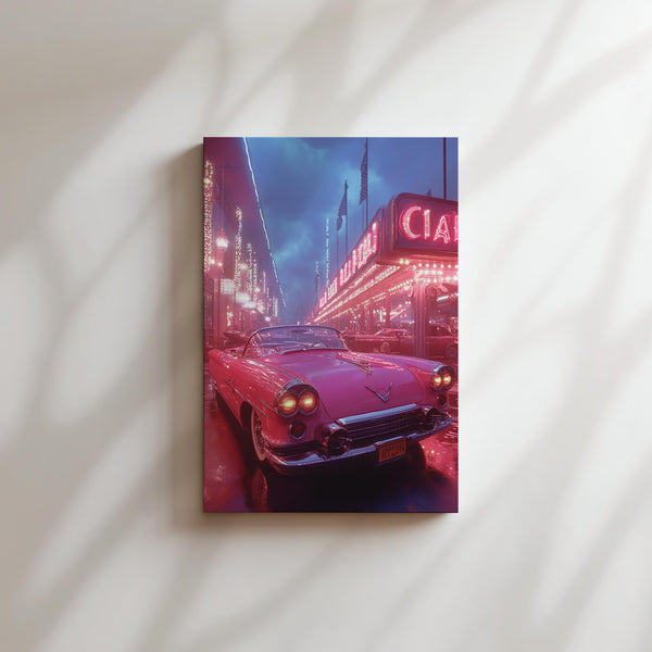 Neon Pink Vintage Car