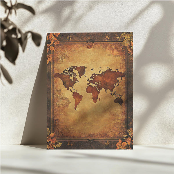 Sepia World Map Vintage