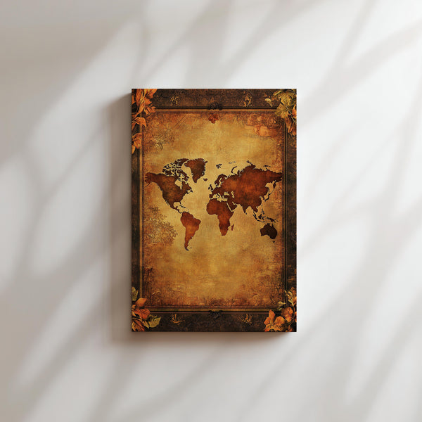 Sepia World Map Vintage
