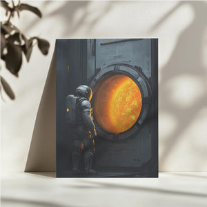 Astronaut Gazing at Sun Portal