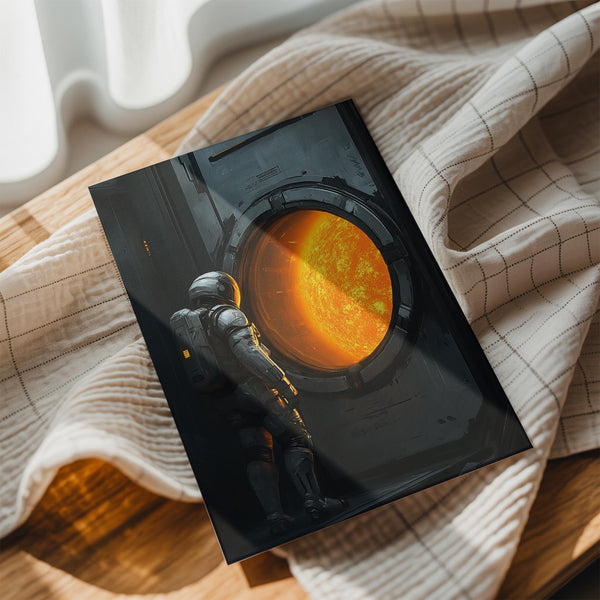 Astronaut Gazing at Sun Portal