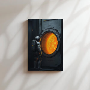 Astronaut Gazing at Sun Portal