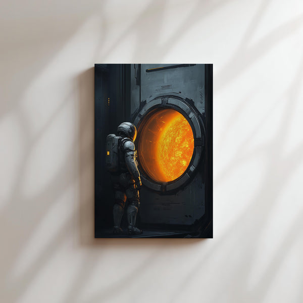 Astronaut Gazing at Sun Portal