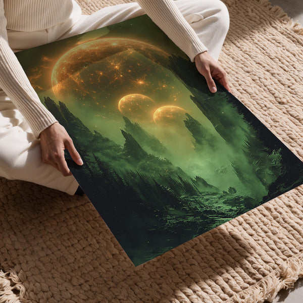 Mystical Green Planet Landscape