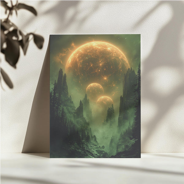 Mystical Green Planet Landscape