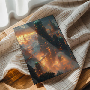 Luminous Skyscrapers in Mist