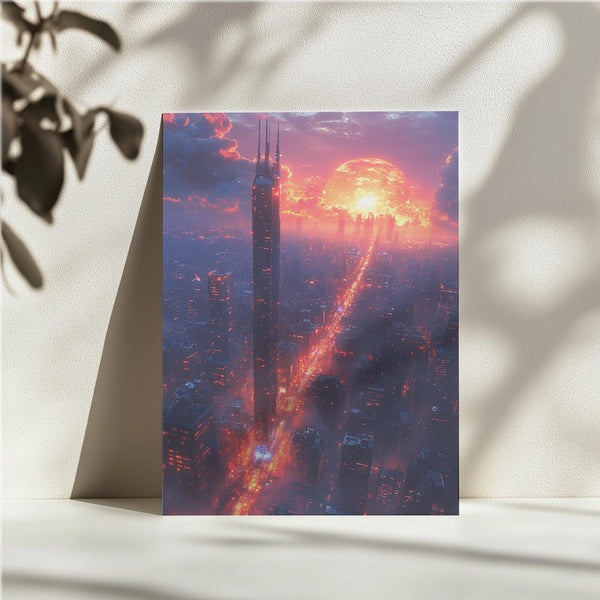 Solar Cityscape at Sunset