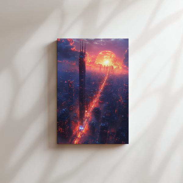 Solar Cityscape at Sunset