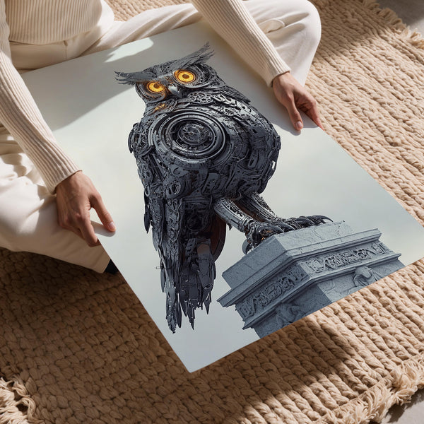 Mechanical Owl Statue