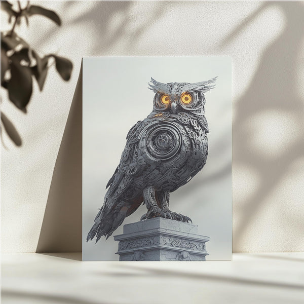 Mechanical Owl Statue