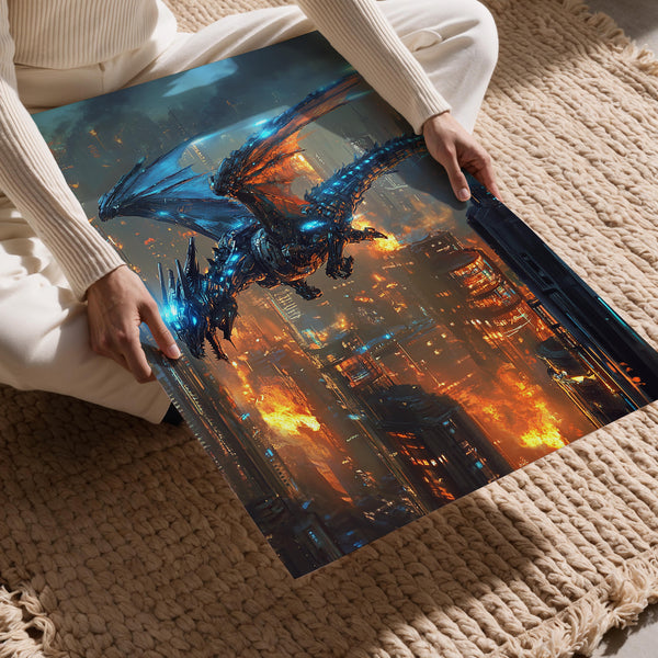 Futuristic Cityscape Dragon