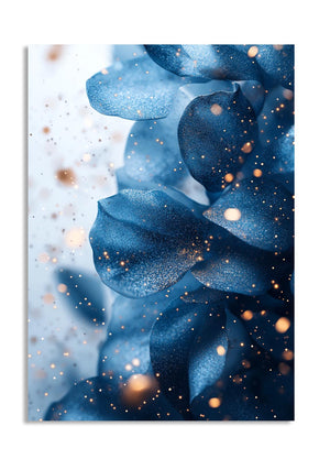 Blue floral design with glittery texture on a white background, as a premium aluminum metal print from GoMetalPrint.
