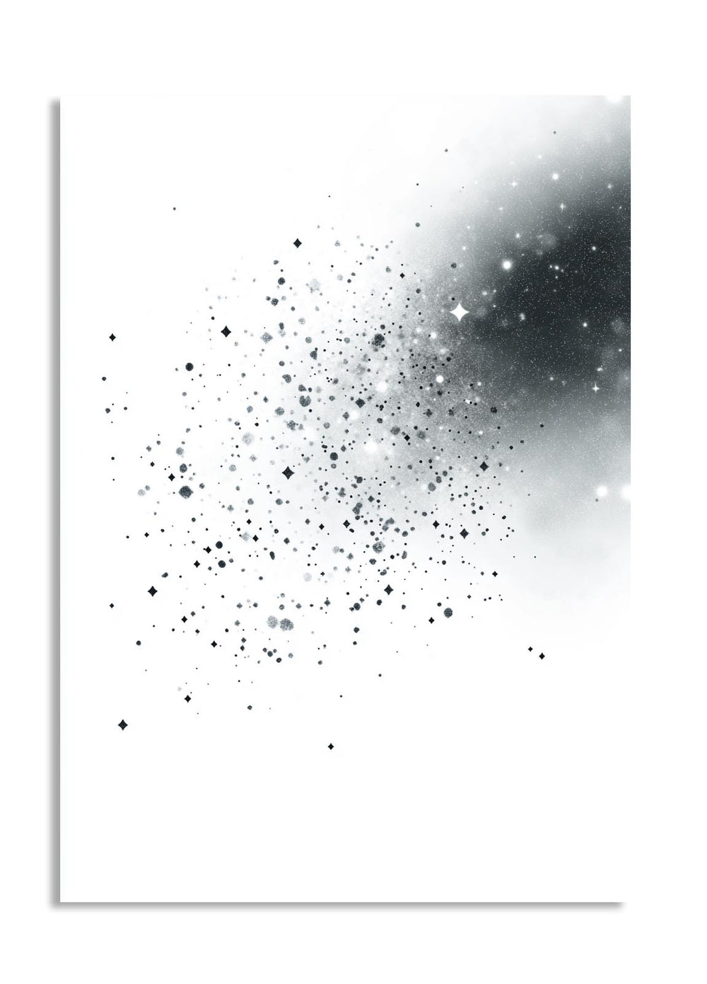 Black speckles on a white background, as a premium aluminum metal print from GoMetalPrint.
