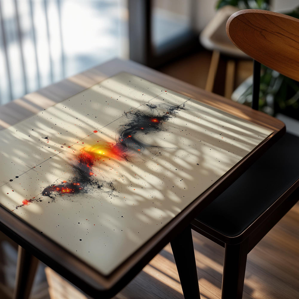 Artistic representation of a galaxy with swirling patterns and bright colors on a textured background, as a premium aluminum metal print from GoMetalPrint.
