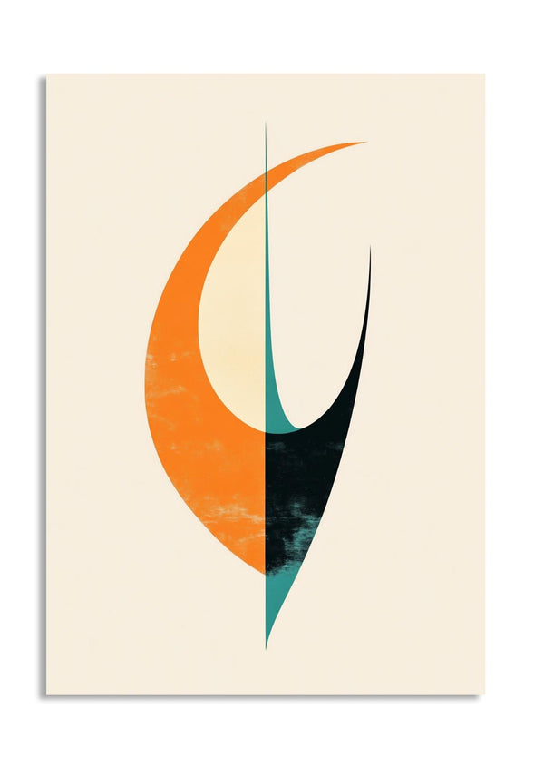 Abstract art print with geometric shapes on a beige background, as a premium aluminum metal print from GoMetalPrint.
