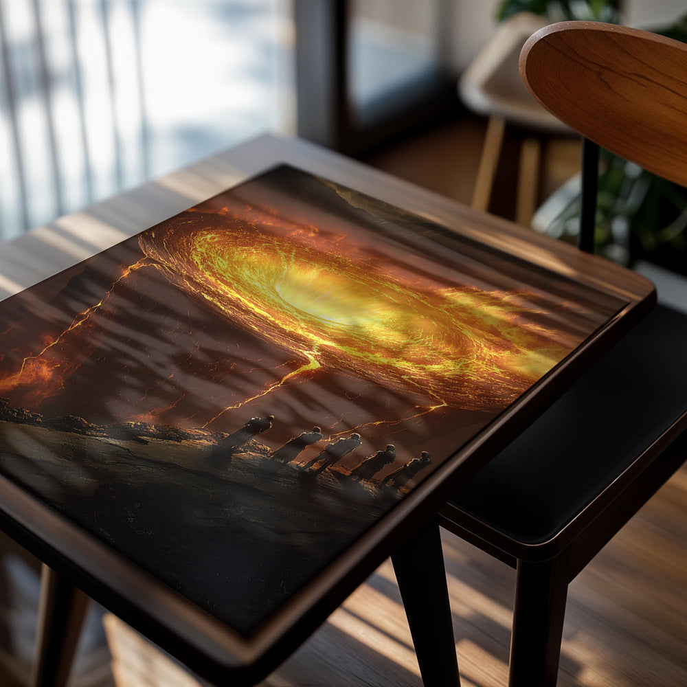 Majestic spiral galaxy with a group of people observing it on a rocky outcrop, as a premium aluminum metal print from GoMetalPrint.
