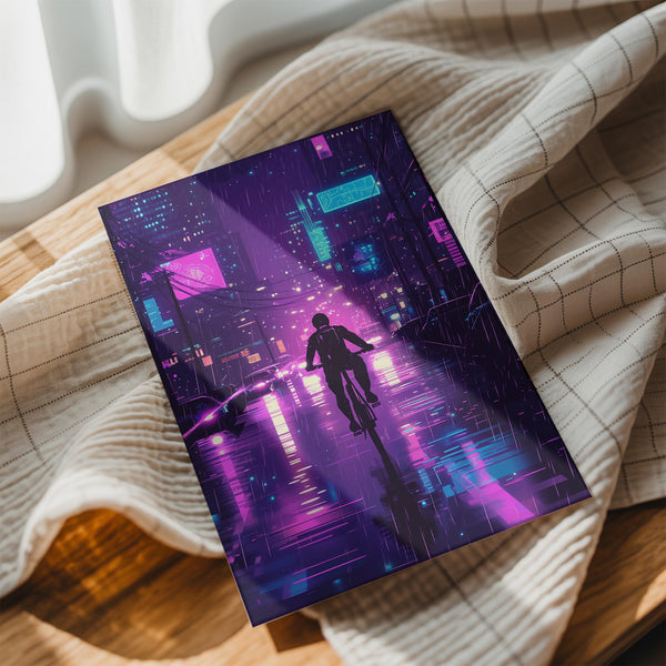 Neon Cyclist in Rain