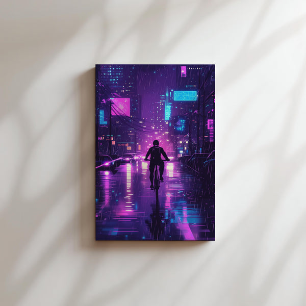 Neon Cyclist in Rain