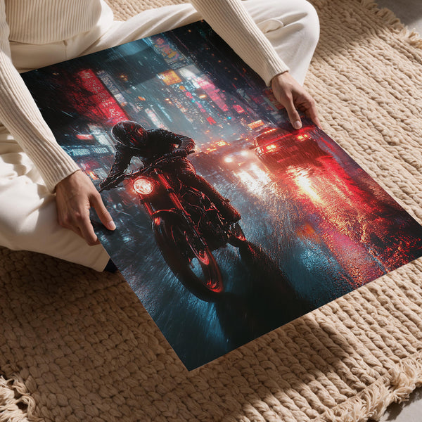 Motorcycle in Neon Street