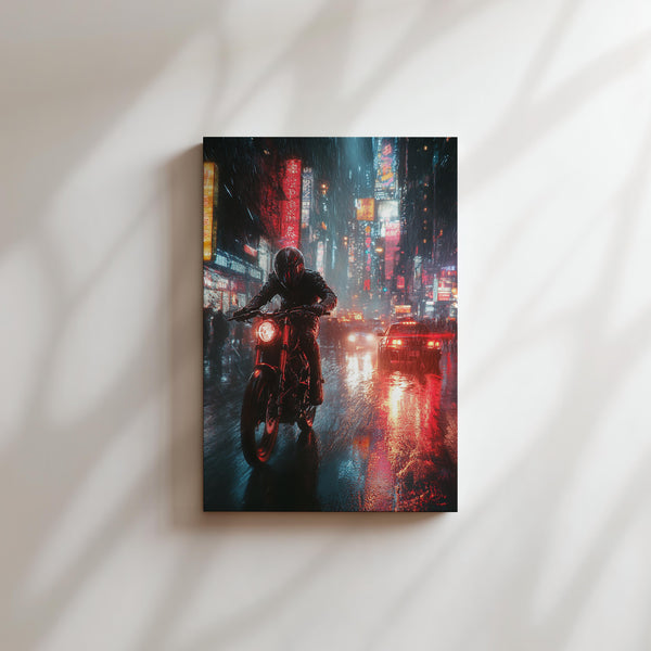 Motorcycle in Neon Street