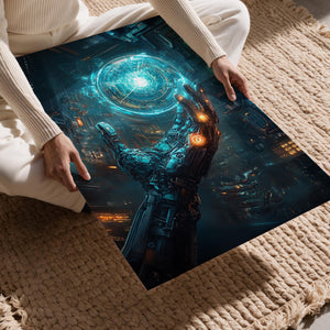 Robotic Hand with Blue Orb