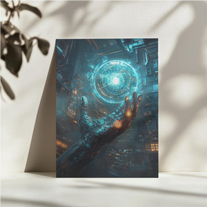 Robotic Hand with Blue Orb