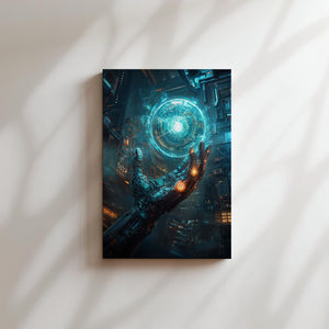 Robotic Hand with Blue Orb