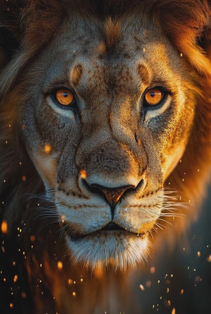 Lion with Fire Gaze